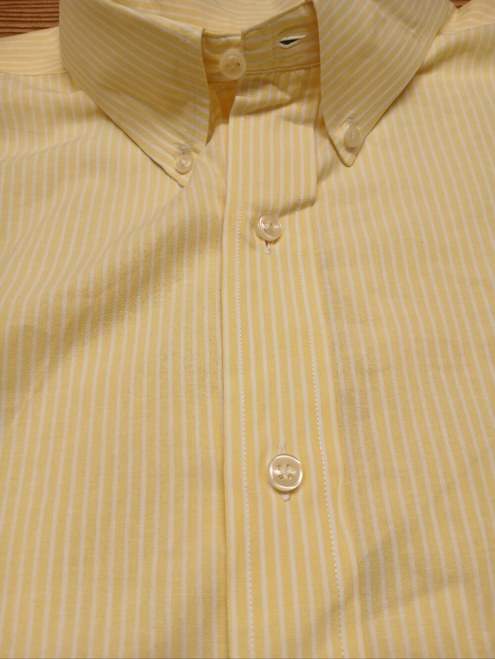 Ralph Lauren Men's Yellow and White Striped Button-Down Shirt